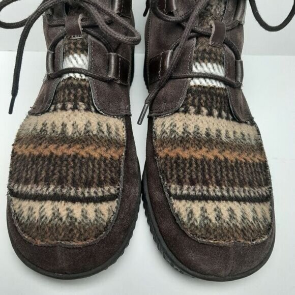 AEROSOLES / Umpire Boho Platform Ankle Boot Fair Isle Brown Suede Bootie Sz 9 - Picture 5 of 13
